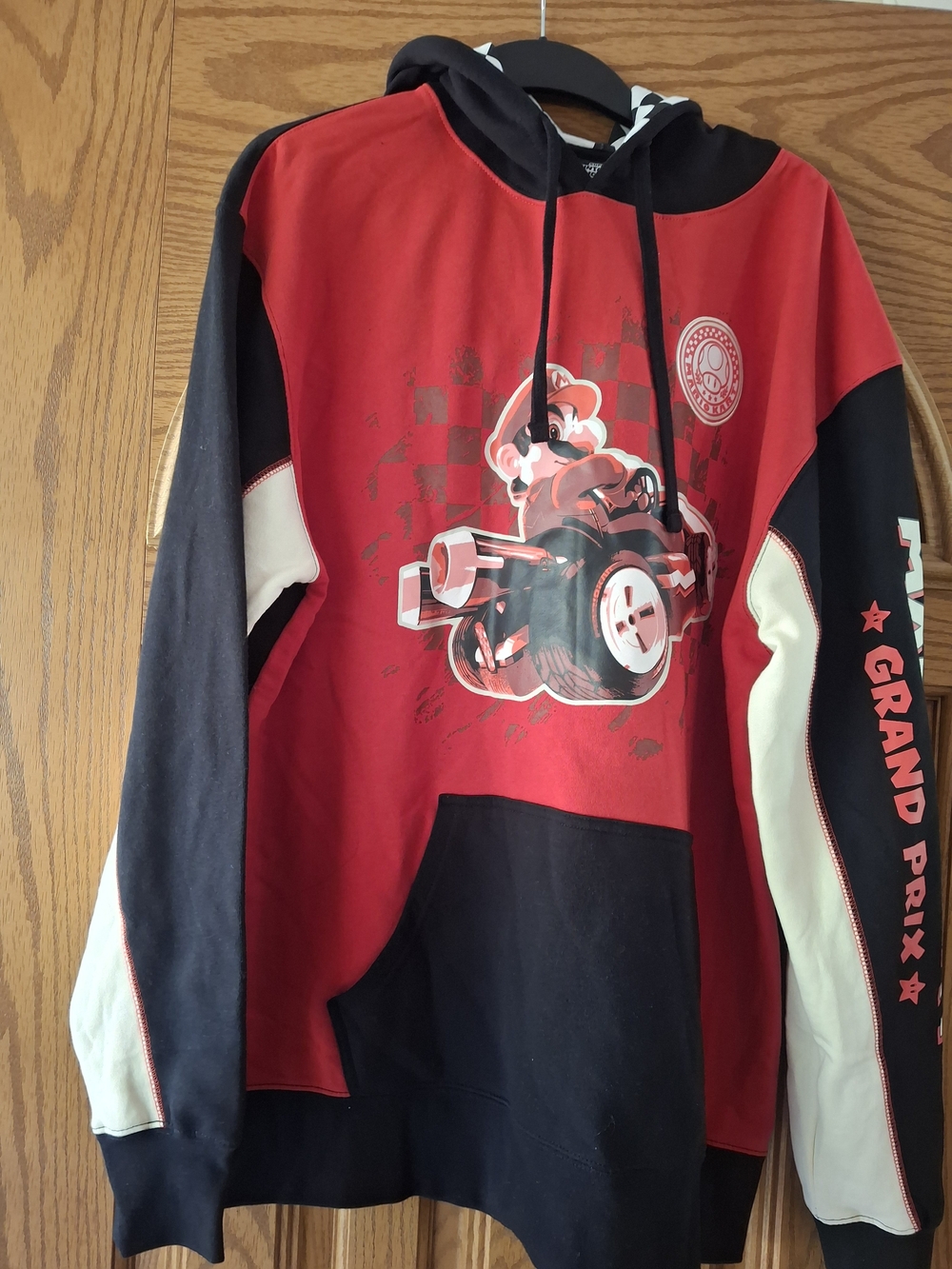 Nintendo Red Black & White Mario Kart Hoodie with Grand Prix Graphic